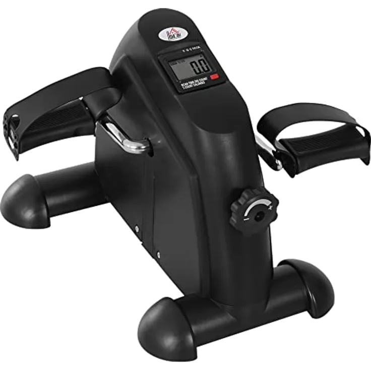 HOMCOM Heimtrainer Mini Bike Pedaltrainer Trainingsrad Fahrradgerät mit LCD-Display Gusseisen Schwarz 35 x 40 x 31 cm