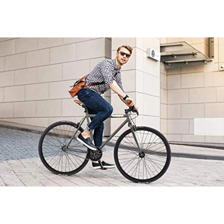 BIKESTAR Singlespeed 700C 28 Zoll City Stadt Fahrrad Fixie | Retro Vintage Herren Damen Rad | Grün & Beige – Bild 2