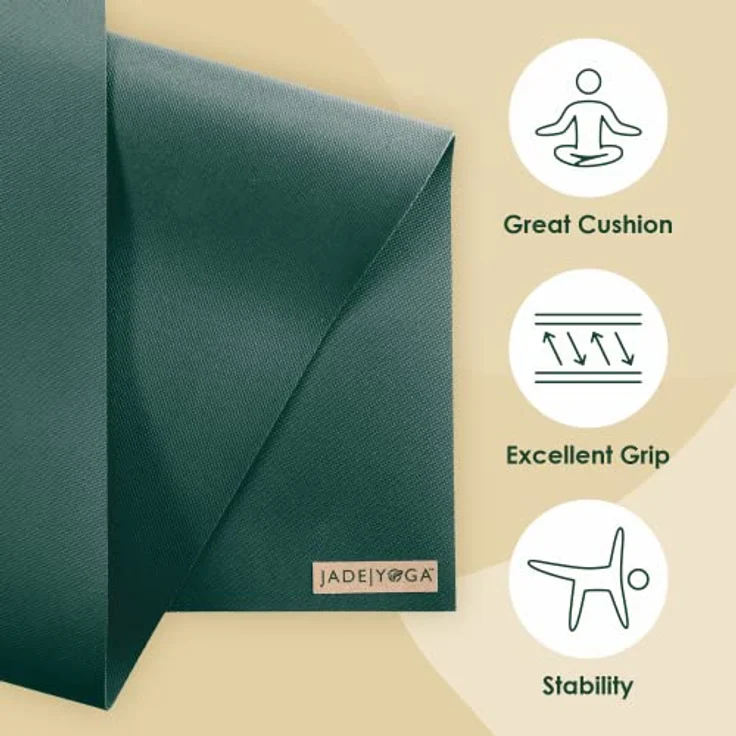 JadeYoga Harmony rutschfeste Naturkautschuk Yogamatte (5mm, 173cm) in Grün – Bild 2