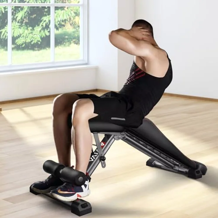 AsVIVA WB2 Hantelbank Klappbar | Verstellbare & robuste Fitnessbank bis 300 kg | Schrägbank, Negativbank & Flachbank | Ergonomisches Design | Platzsparend für Zuhause | Schwarz – Bild 5