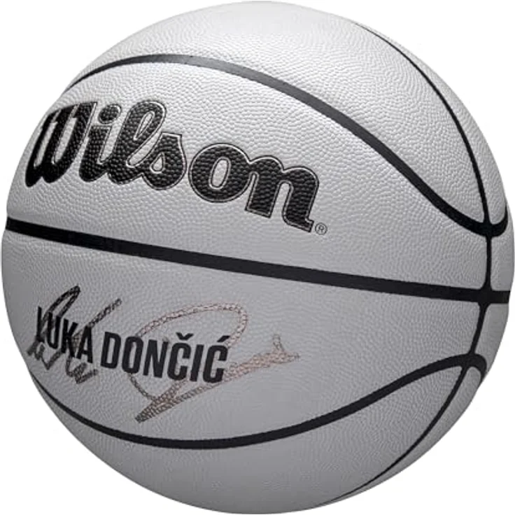 Wilson NBA Player Icon UV Basketball, Dončić Design, Mit UV-Schutz, Pure Feel Textur und True Grip Beschichtung, Farbe: Grau, Größe: 7 – Bild 3