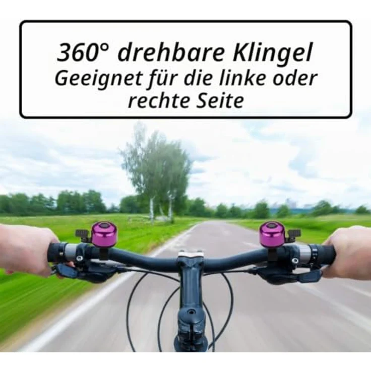 Paliston Mini Fahrradklingel, laute 120 dB Glocke für MTB und Rennräder, schwarz & lila – Bild 5