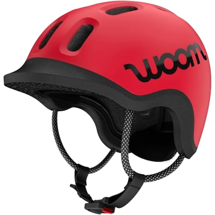 woom Ready Kinderhelm, Verstellbarer und pinch-freier Helm mit reflektierenden Details für Radfahren, Rollschuhlaufen und Scooterfahren, für Jungen und Mädchen (1-14 Jahre), Rot, X-Small