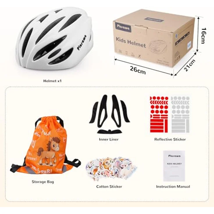 Tacklife Plusawa Kinder Fahrradhelm EN1078 CE zertifiziert, verstellbarer Kinnriemen, 3D DIY Aufkleber, reflektierende Sicherheitsaufkleber, für Fahrrad, Roller, Skateboard, Unisex, Größe S/M/L (50-60cm) – Bild 8