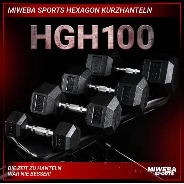 Miweba Sports Hexagon Hanteln HGH100 | 2,5-30kg - 𝐏𝐫𝐨𝐟𝐢 Hantel - Hantelset - Kurzhanteln - Gusseisen - Ergonomischer Griff - Einzelhantel - Hantel Set - Dumbbell (12.5 kg, Hantelpaar) – Bild 2