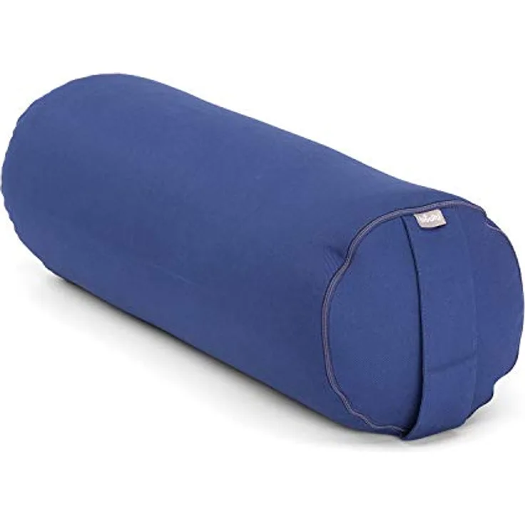 Bodhi Yoga Bolster | ECO Serie | Yogarolle mit Kapok-Füllung | Waschbarer Bezug aus 100% Bio-Baumwolle | Yogakissen für Restoratives Yoga | 65 x 22 cm (dunkelblau)