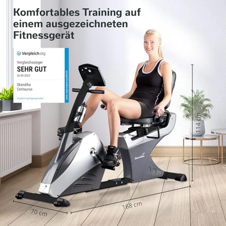Skandika Liegeergometer Centaurus Sitzergometer Heimtrainer Liegeheimtrainer | 13kg Schwungmasse, 12 Trainingsprogramme, Bluetooth App-Steuerung, Google Street View | 150kg belastbar – Bild 2