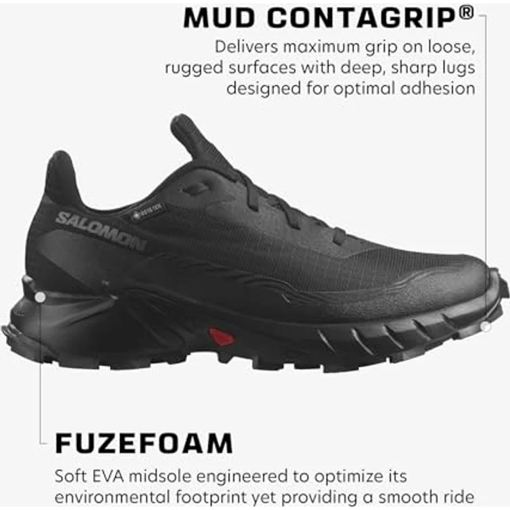 Salomon Alphacross 5 GTX Damen Wanderschuh, wasser- und winddicht mit GORE-TEX, Schwarz, Größe 4.5 – Bild 4