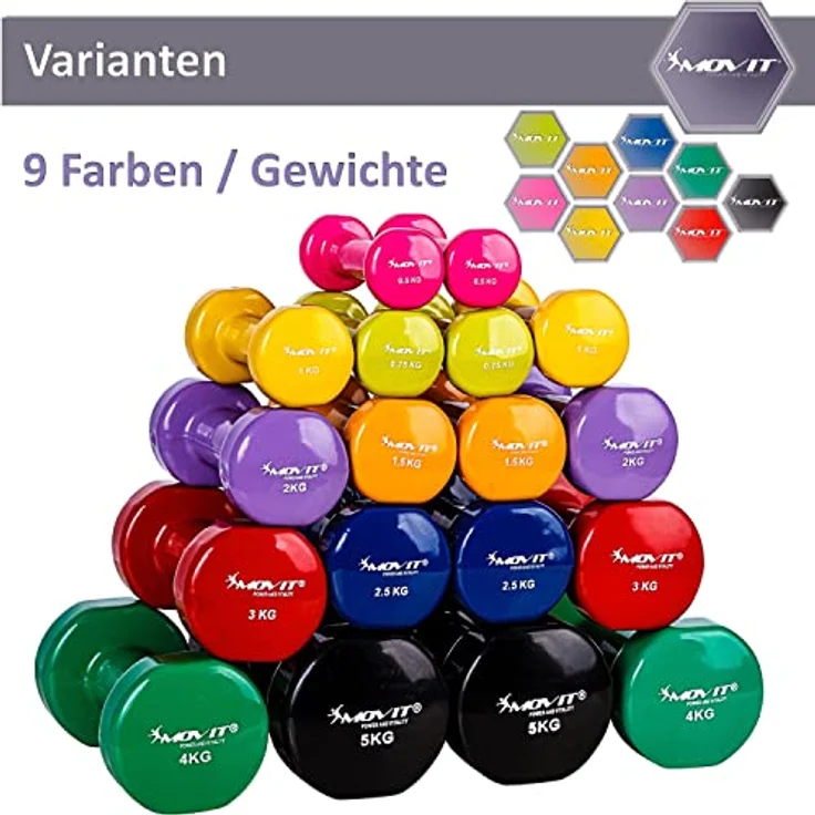 MOVIT 2er Set Vinylhanteln, Kurzhanteln mit Oberfläche aus Vinyl, 2x 2,0kg in Lila - Preisvergleich – Bild 4