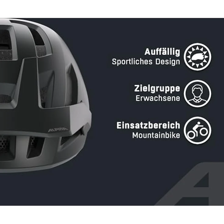 Alpina TAUNUS, Fahrradhelm für MTB-Abenteuer, schwarz-weiß-rot, leichte Microshell und EPS-Innenschale, große Lüftungseinlässe – Bild 3