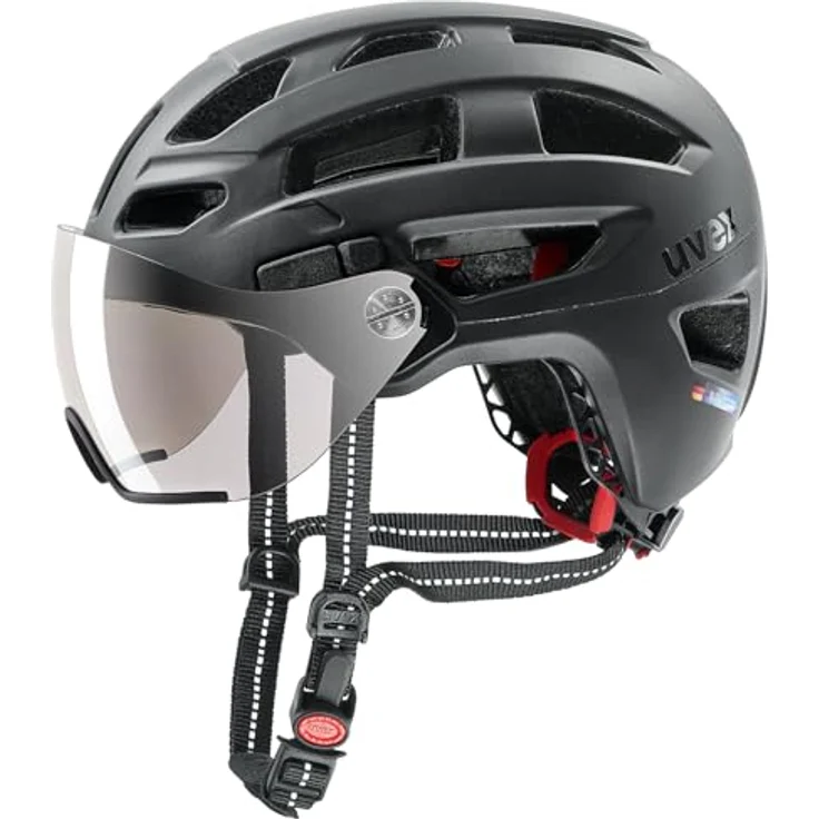 Uvex Sports Velohelm finale Visor, matt schwarz, verstellbar 52-57 cm, mit Visierscheibe und 19 Belüftungsöffnungen – Bild 1