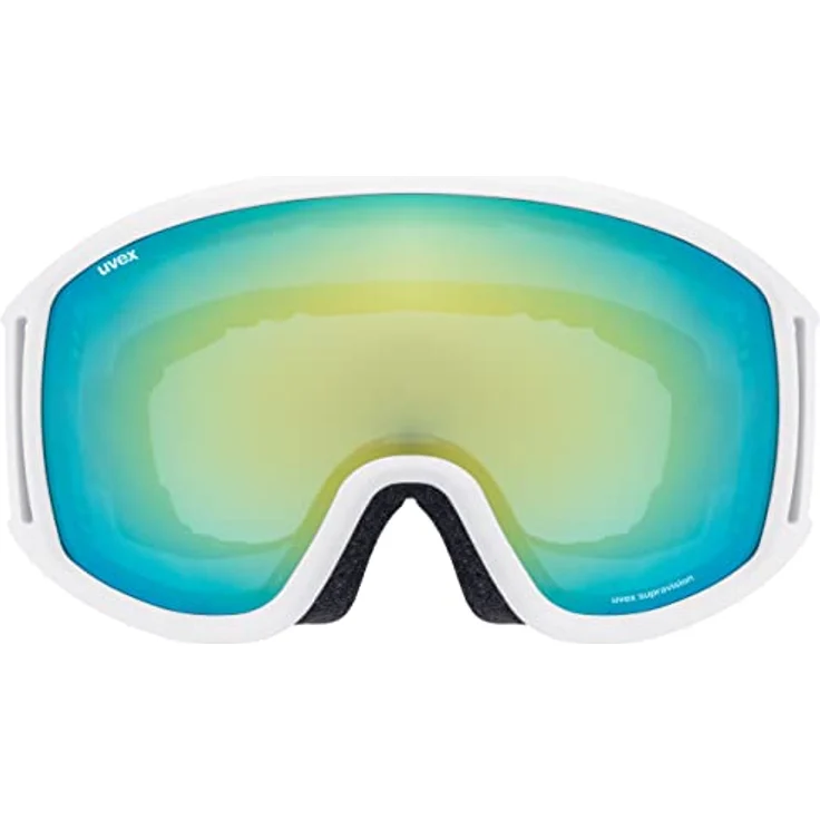 uvex topic FM sphere, Skibrille für Damen und Herren, beschlagfrei, verzerrungsfrei, weiß matt/orange-blau, One Size – Bild 2