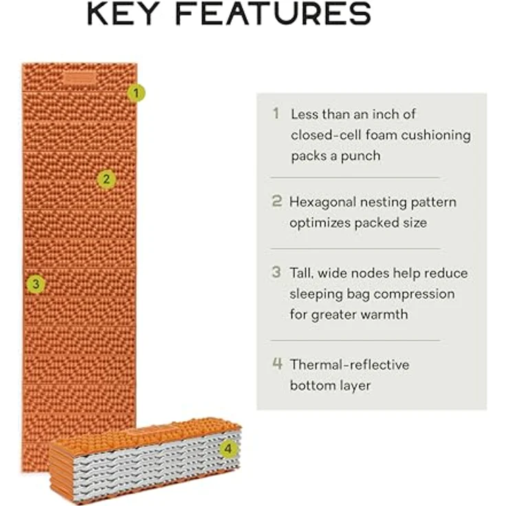 Nemo Switchback Slaapmat, Isomatte aus Schaumstoff, normale Passform, ultraleicht, orange – Bild 2