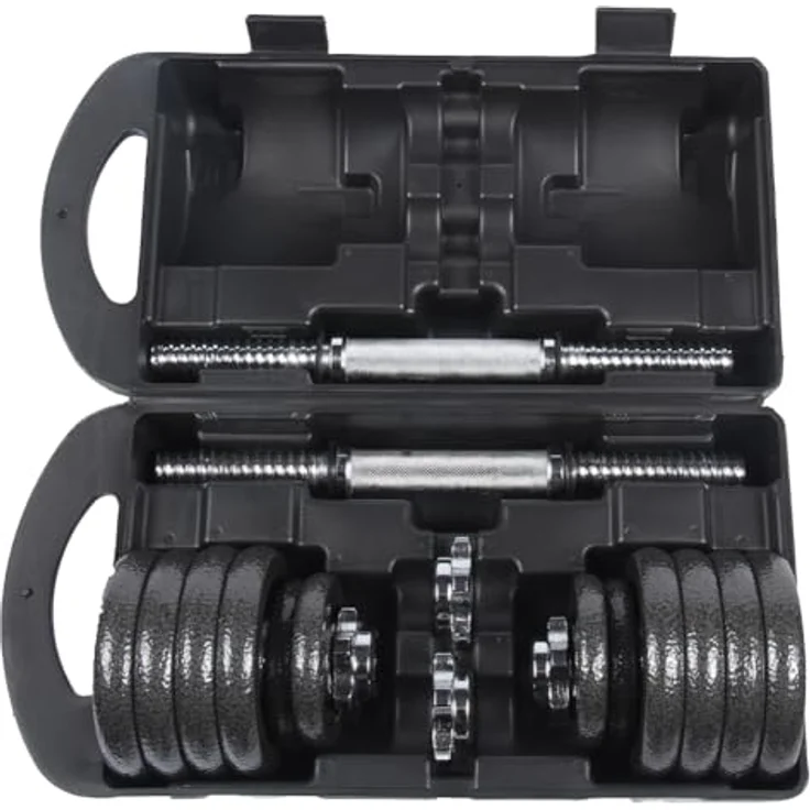 SPORTINATOR® "Machine" Hantel Set mit Koffer, 2-in-1 Kurzhantel (15–40 kg), aus Gusseisen & Stahl, platzsparend und transportabel, für effektives Ganzkörpertraining zu Hause oder unterwegs – Bild 2