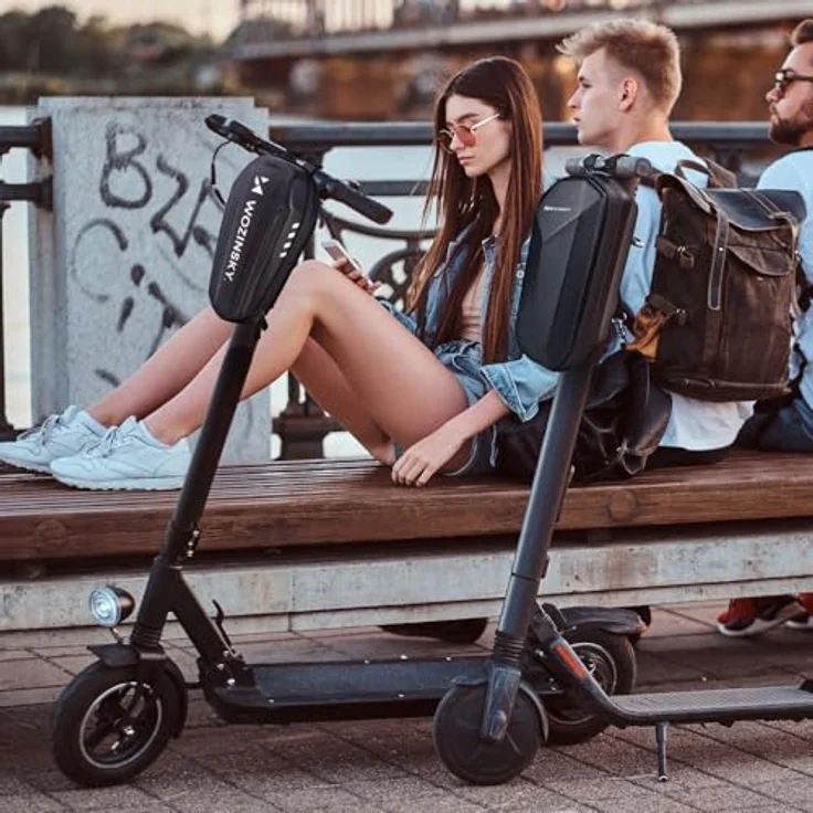 Wozinsky Waterproof Scooter Handlebar Bag 3L, Schwarze Fahrradtasche aus starkem EVA-Material mit vier Velcro-Befestigungen – Bild 8