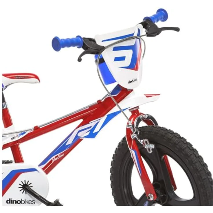 Dino Kinderfahrrad Mountainbike, 1 Gang, mit Stützrädern, Frontschild und coolen Schutzblechen, rot – Bild 4