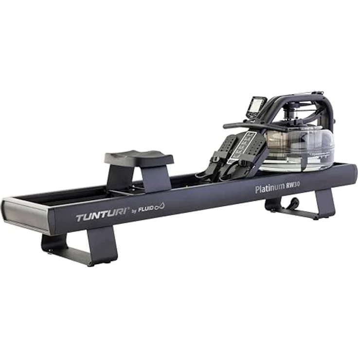 Tunturi Platinum RW30 Rudertrainer - Rudergerät mit XL-Wasserbehälter und 10 Widerstandsstufen - Bluetooth-Monitor - Premium-ergonomischer Griff - Doppelschienensystem - Stahl- und Aluminiumrahmen – Bild 1