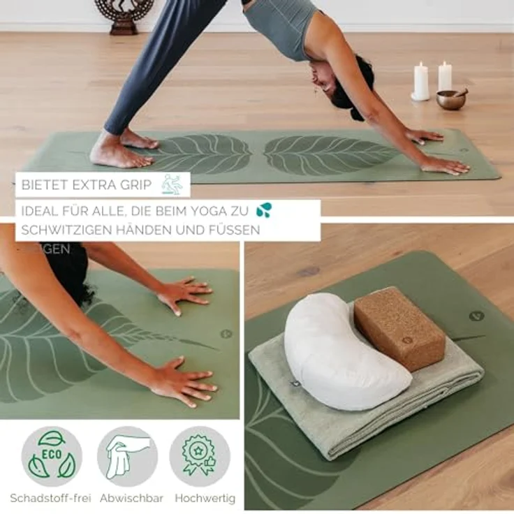 Bodhi Yogamatte Phoenix | Rutschfest & Schadstofffrei | Matte aus Naturkautschuk mit PU-Beschichtung für intensives Yoga | Antirutschmatte für deine Yogapraxis (Alignment-Yantra/schwarz) - Preisvergleich – Bild 5