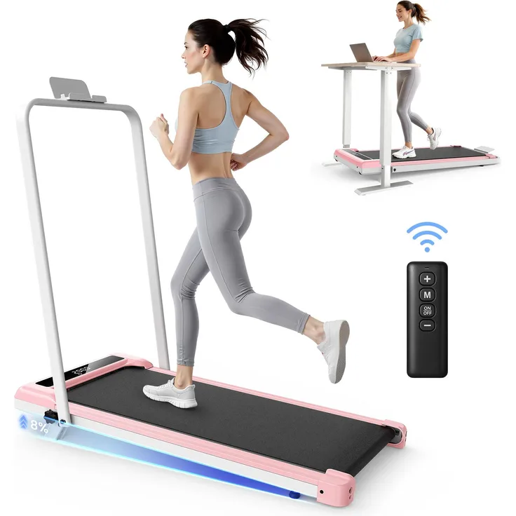 Bigzzia Klappbares Laufband 3 in 1, Elektrisches Laufgerät mit 8% Steigung, 1-10 km/h, 3.0 PS Motor, bis 130KG, LED-Anzeige