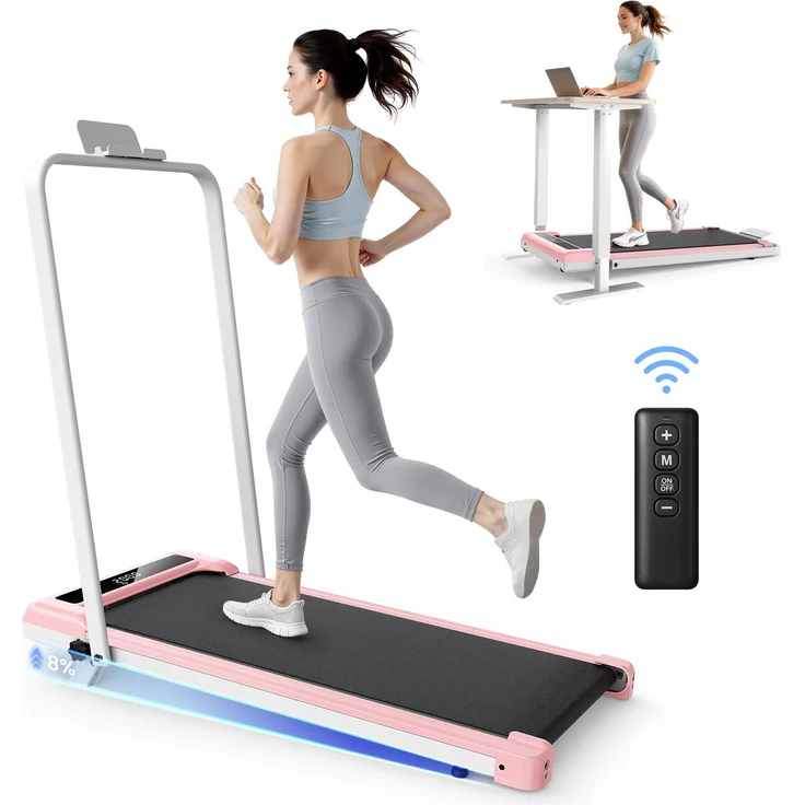 Bigzzia Klappbares Laufband 3 in 1, Elektrisches Laufgerät mit 8% Steigung, 1-10 km/h, 3.0 PS Motor, bis 130KG, LED-Anzeige