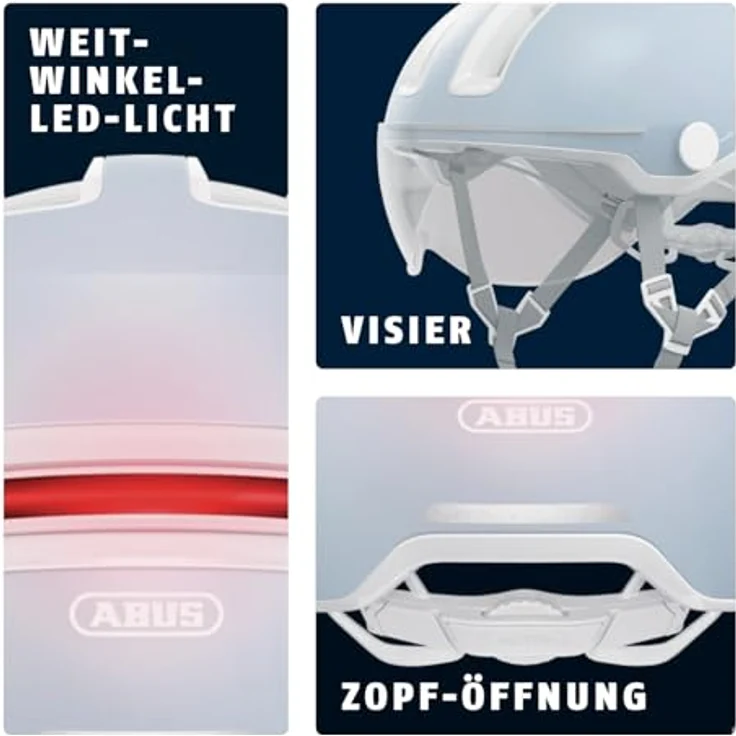 ABUS Stadthelm HUD-Y ACE, stylischer Fahrradhelm mit Visier und magnetischem, aufladbarem LED-Rücklicht, schwarz, Größe M – Bild 4