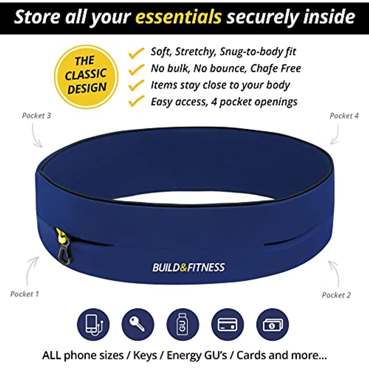 Build & Fitness Laufgürtel, Flip-Taille Gürteltasche mit Schlüsselclip und Handyhalterung, leicht und komfortabel, für alle Samsung- und iPhone-Modelle, unisex – Bild 3