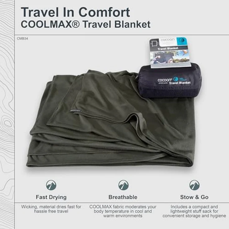 COCOON Reisedecke Travel Blanket - Coolmax Microfaser, ultraleicht und atmungsaktiv, inklusive Packsack – Bild 2