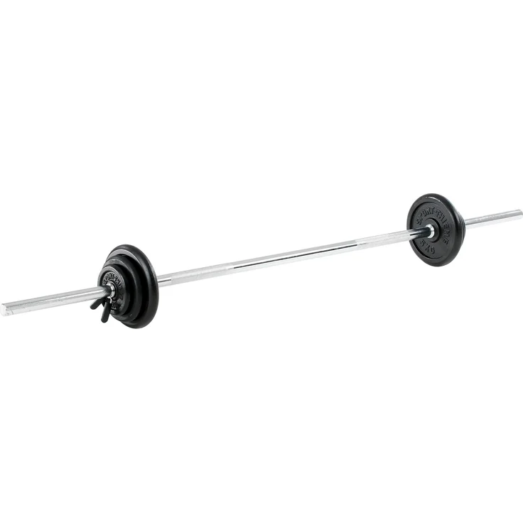 Sport-Thieme Langhantel-Set, 75 kg mit Schnellverschluss und Hantelscheiben aus Gusseisen, Schwarz
