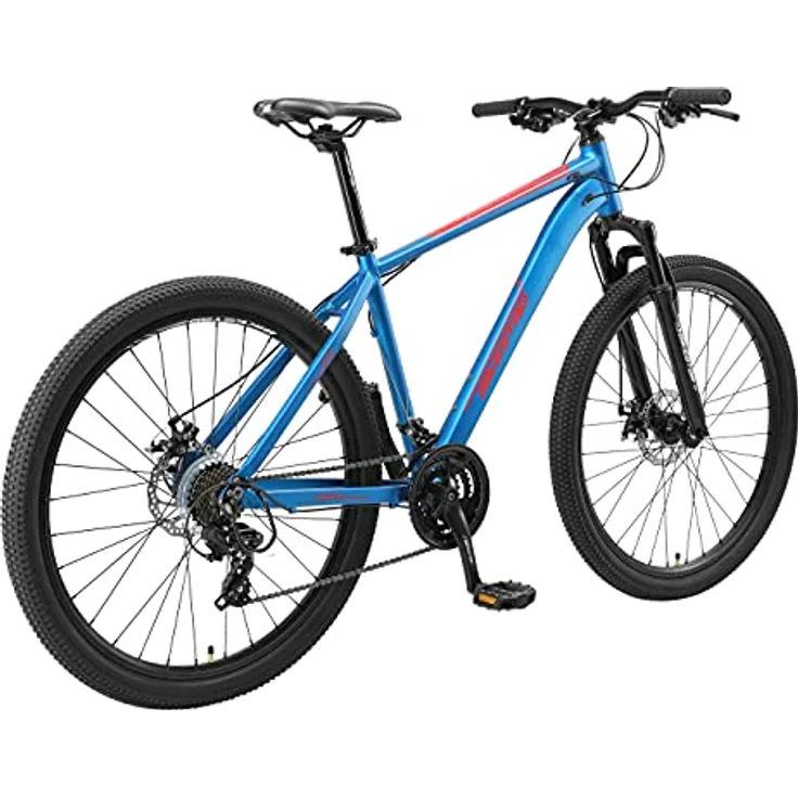 BIKESTAR Alu Mountainbike 27. 5 Zoll | 21 Gang Hardtail Sport MTB 18 Zoll Rahmen Scheibenbremse Federgabel | Blau Orange – Bild 4