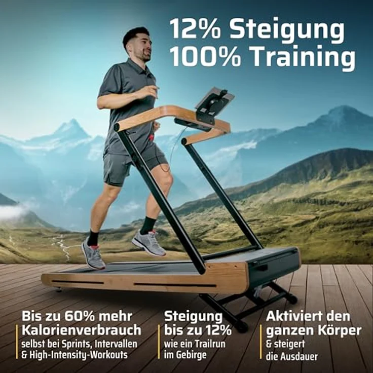 SportPlus Laufband SportPlus Walking Pad, klappbar bis 18 km/h, Eichenholz, 12% Steigung, FSC®-zertifiziert, leiser Brushless Motor, TÜV-zertifiziert, bis 150kg – Bild 5