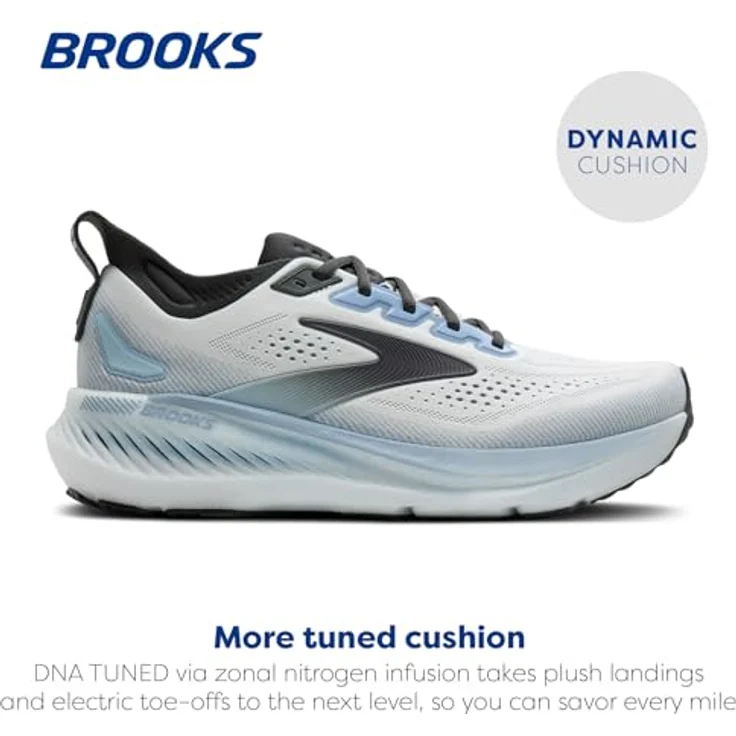 Brooks Glycerin GTS 23, Laufschuhe mit GuideRails™-Technologiesystem, atmungsaktivem Strick-Obermaterial, Dämpfung und Recyclingmaterial, Farbvariante White/Rain/Baltic Sea, Schuhweite normal, Größe 43 – Bild 2