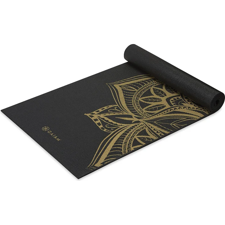 Gaiam Premium Metallic Yogamatte, 6 mm Dicke mit Mandala-Design und rutschfester Oberfläche