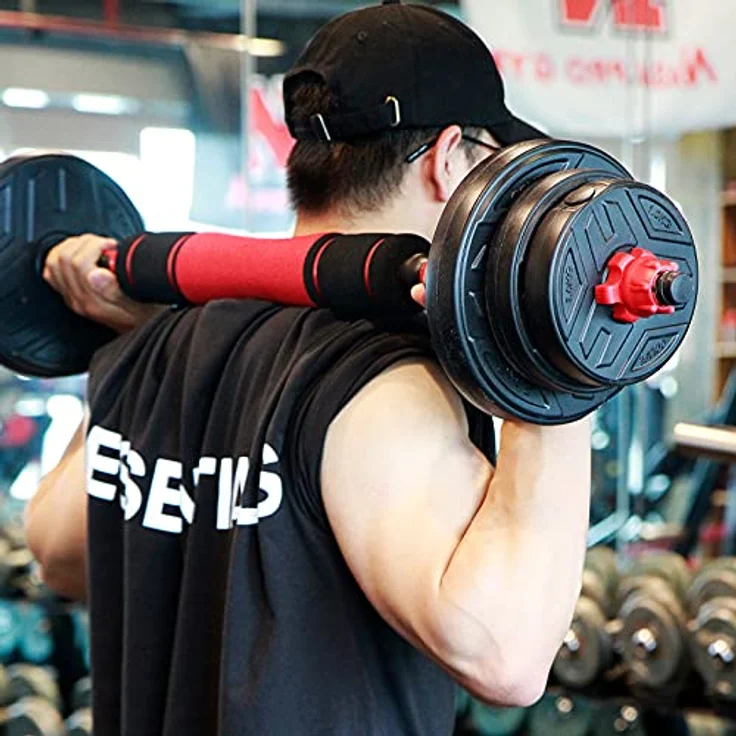 CCLIFE Hanteln Set 2er Kurzhanteln Langhanteln verstellbar 40kg Hantelset professionell Dumbbell mit Verbindungsstahlrohr Gewichten, bodenschonend, rostfrei – Bild 5