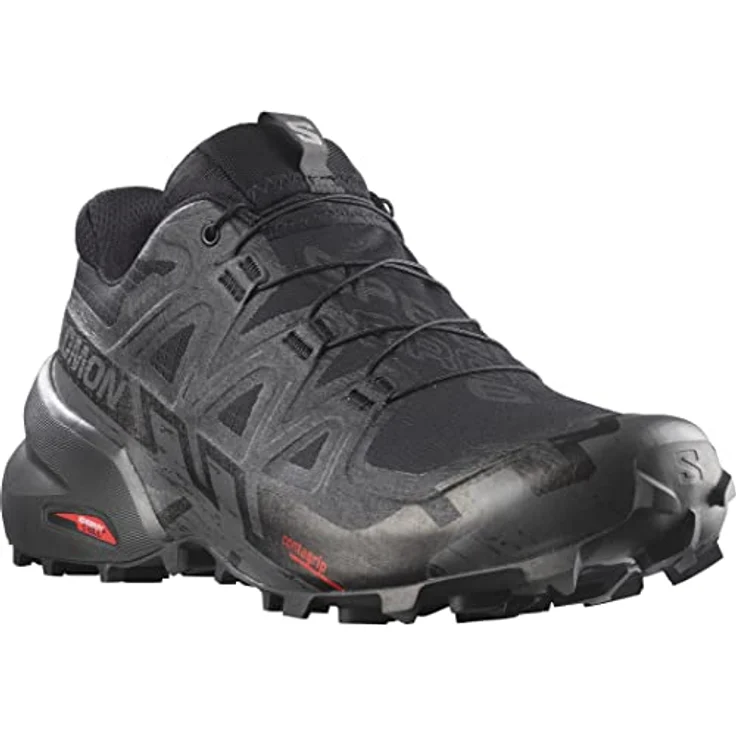 Salomon Speedcross 6 GTX, Herren Laufschuhe mit robustem Mesh-Obermaterial und Schnellschnürung, Schwarz, Größe 42 2/3 – Bild 2