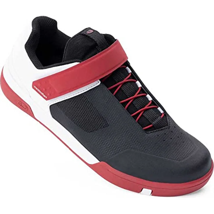 Crankbrothers Stamp Speedlace MTB Schuhe, innovatives Schnellschnürsystem, robustes Design, Schwarz Weiß Rot, Größe 47