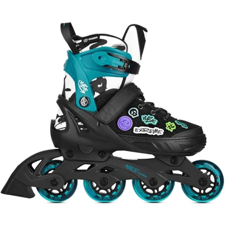 Nils Extreme NA2053A VIBE Inlineskates, türkis, ABEC-5, Gr. 29-32, mit Personalisierungssystem und 3-fach Verschluss – Bild 5