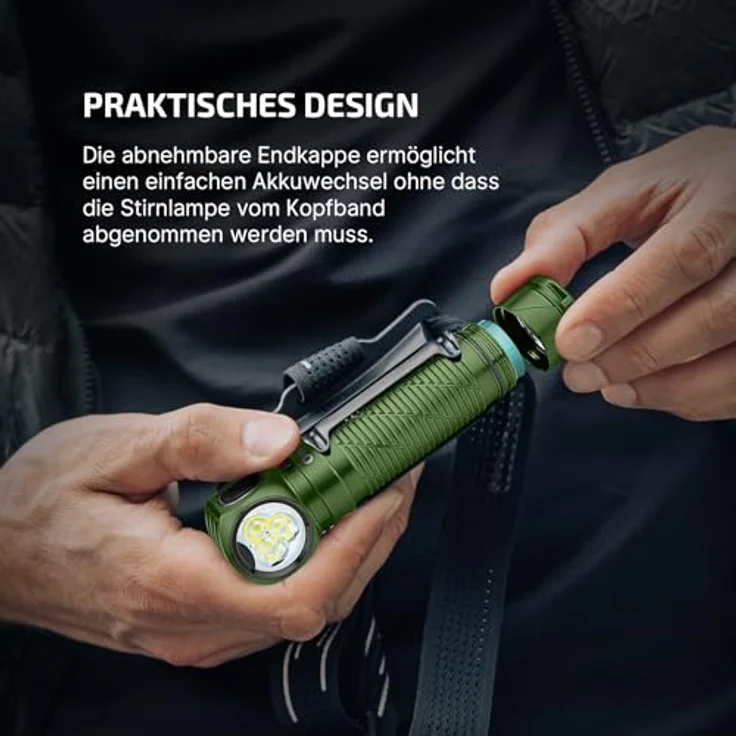 OLIGHT Perun 3, LED Stirnlampe 3000 Lumen, 7 Lichtmodi, Sensor, IP68 wasserdicht, wiederaufladbar, grün – Bild 5