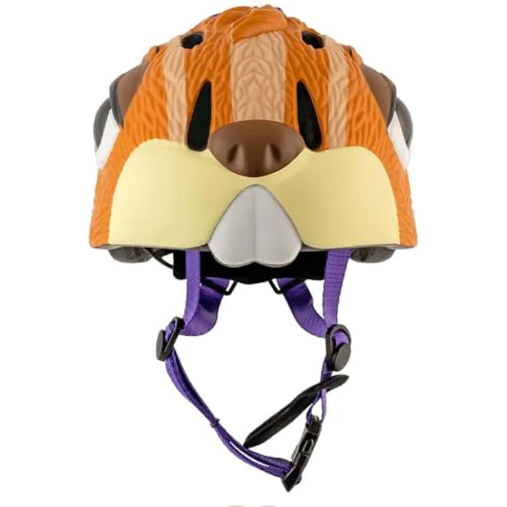 Crazy Safety Kinder Fahrradhelm Eichhörnchen Braun, verstellbarer 3D Tierhelm für Kinder 2-7 Jahre, mit LED-Rücklicht und 6 Belüftungsöffnungen, geeignet für Fahrrad, Skateboard und Inlineskates, Größe 49-55 cm – Bild 2