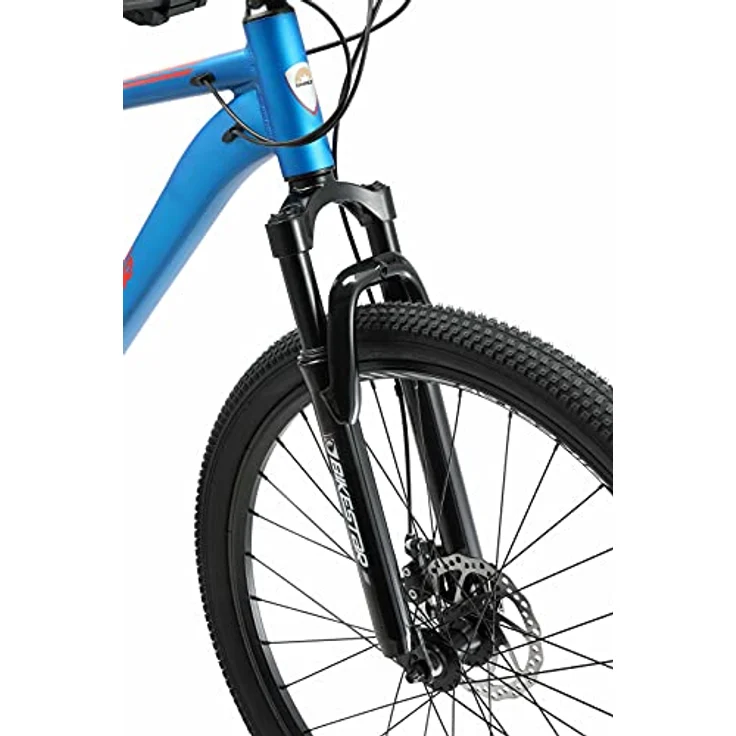 BIKESTAR Alu Mountainbike 27. 5 Zoll | 21 Gang Hardtail Sport MTB 18 Zoll Rahmen Scheibenbremse Federgabel | Blau Orange – Bild 5