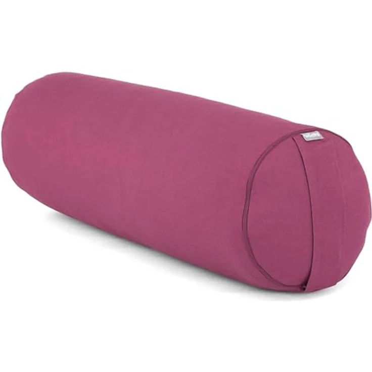 Bodhi Yoga Bolster Rolle Ø 22 cm | Yogarolle mit Bio-Dinkelfüllung | Yogakissen für Restorative & Yin Yoga | Waschbarer Bezug aus Baumwolle | Pilates Kissen mit Trageschlaufe (aubergine) – Bild 1