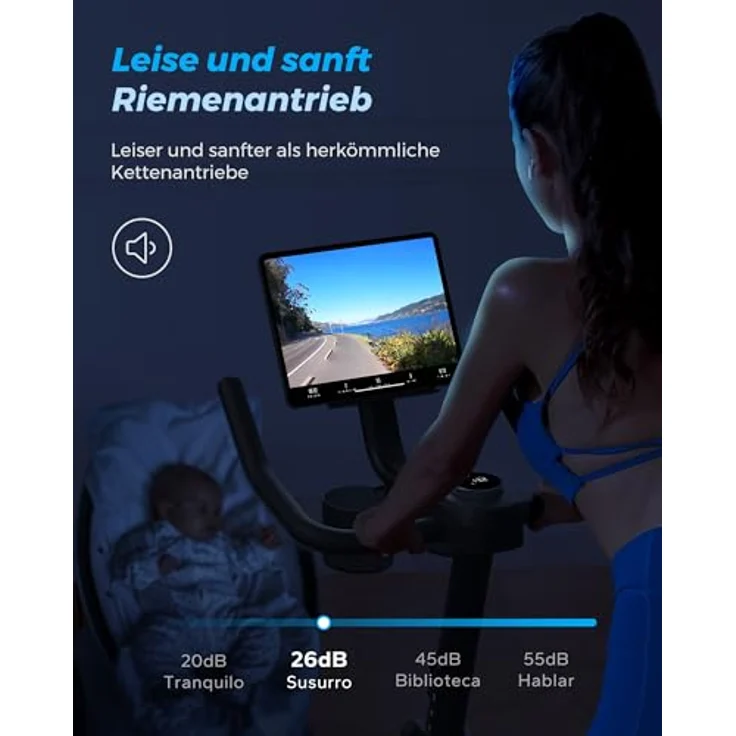 MERACH Heimtrainer Fahrrad, Verbesserter LCD-Monitor, Leises Indoor  Bike, Mit App, Bis 122 KG – Bild 5