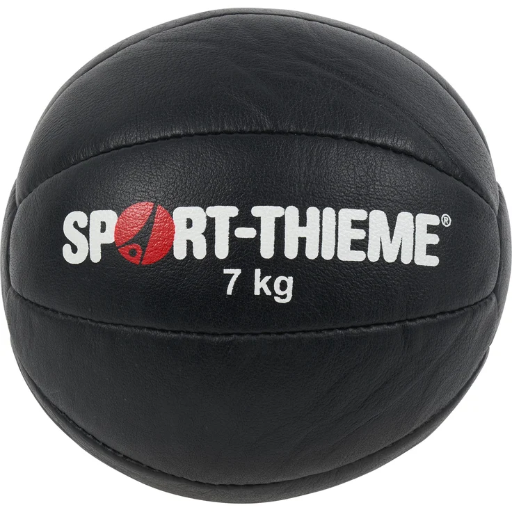Sport-Thieme Medizinball 7 kg, 220 mm Durchmesser, echtes Leder, schwarz