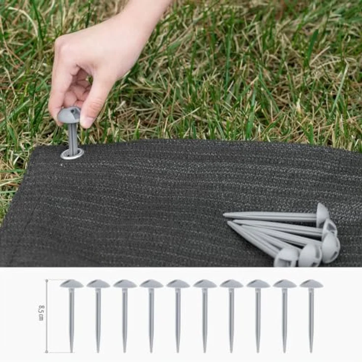 Laneetal Vorzeltteppich 250x350cm, HDPE Campingteppich in Anthrazit, feuchtigkeitsbeständig und rutschfest mit Heringen und Tragetasche – Bild 5