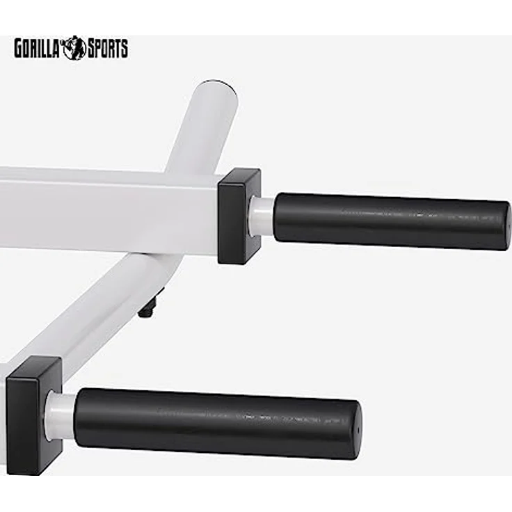 GORILLA SPORTS® Klimmzugstange - Wandmontage, mit 5 rutschfeste Griffe, bis 350 kg Belastbar, aus Stahl, inkl. Montageanleitung und Schrauben, Schwarz/Weiß - Pull Up Bar, Klimmzug Stange, Dip Bar – Bild 4