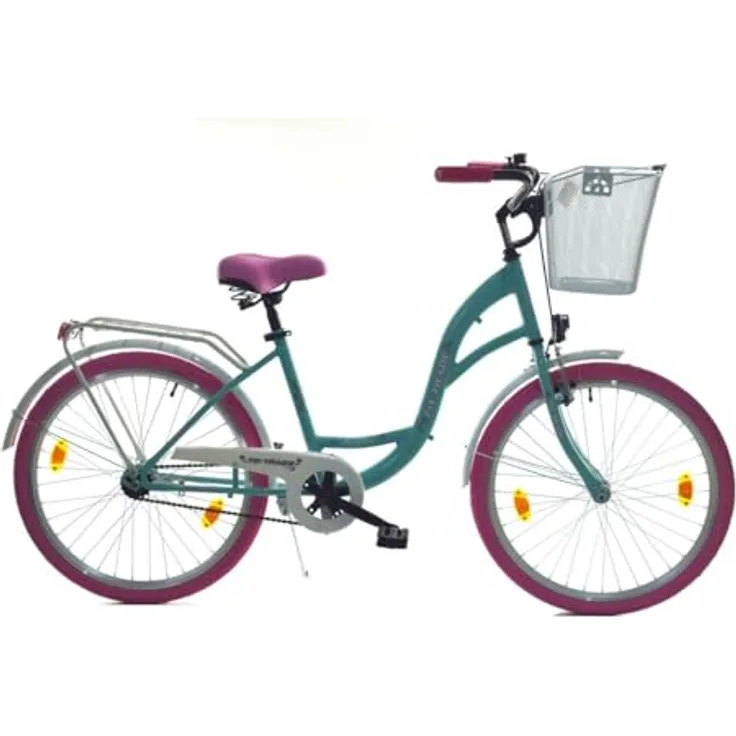 T&Y Trade 24 Zoll Kinder Mädchen City Fahrrad BLAU mit PINK 1 Gang Rücktritt STVO Beleuchtung Reflex