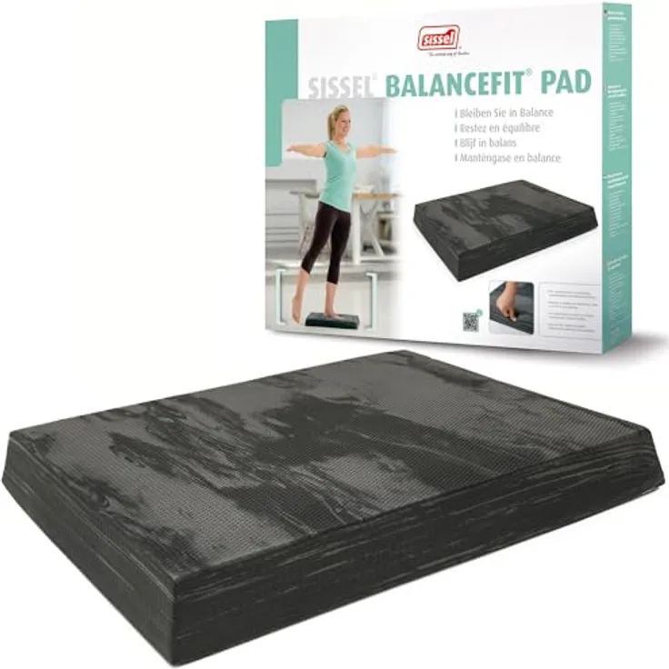 SISSEL Fit Marmoriert Balance Pad, schwarz, 50 x 41 6 cm EU - Koordinations- und Gleichgewichtstraining, rutschfest, belastbar bis 120 kg