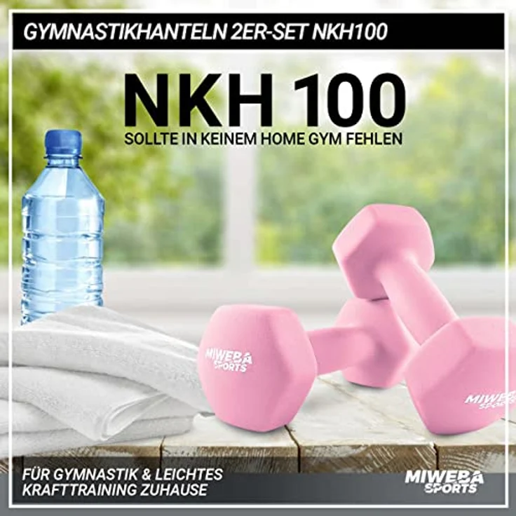 Miweba Sports Neopren Hantelset NKH100 | 𝐏𝐫𝐨𝐟𝐢 Hantel - Hexagon Hanteln Set - Kurzhanteln - Kurzhantel Set - Gymnastikhanteln - Hantel Set - Dumbbell - 0,5-10 Kg (2X 1.0 kg, Rosa) – Bild 2