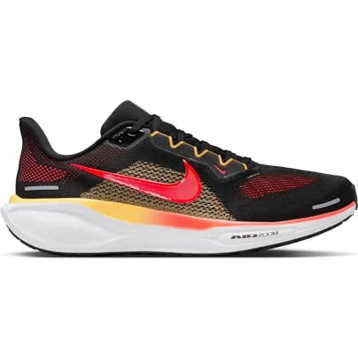 Nike Air Zoom Pegasus 41, Laufschuhe für Normalpronierer, Black/White/Bright Crimson, dämpfende ReactX-Mittelsohle mit Zoom Air-Fersenelement, atmungsaktives Mesh-Obermaterial, Größe 46 – Bild 5