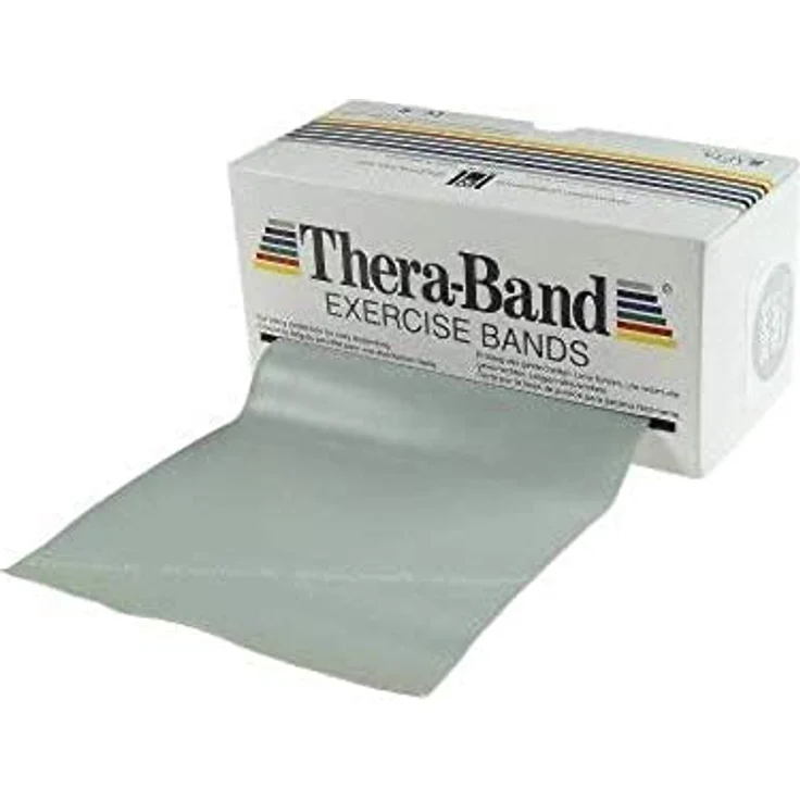 THERABAND Original Fitness Latex-Widerstandsbänder, Vorratsrolle 45,5 Meter, 100% Naturlatex, Silber | Super schwer, ideal für Rehabilitation und Ganzkörpertraining – Bild 1