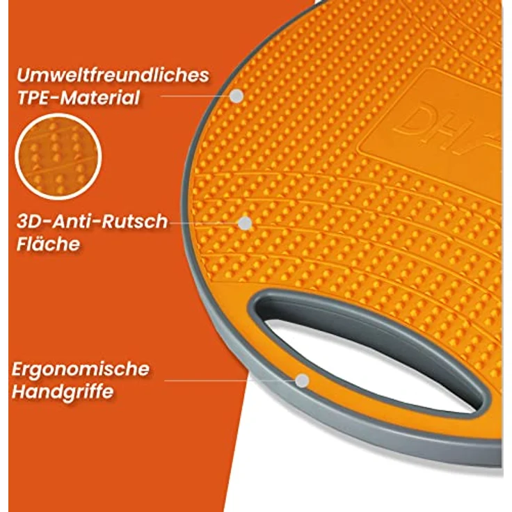 DH FitLife Balance Board, Wackelbrett, Balance Pad mit Griffen, extra groß Ø 42cm, max. 200 KG, Gleichgewichtstrainer, Fitness Balance-Board Erwachsene & Kinder, inkl. Anleitung – Bild 3